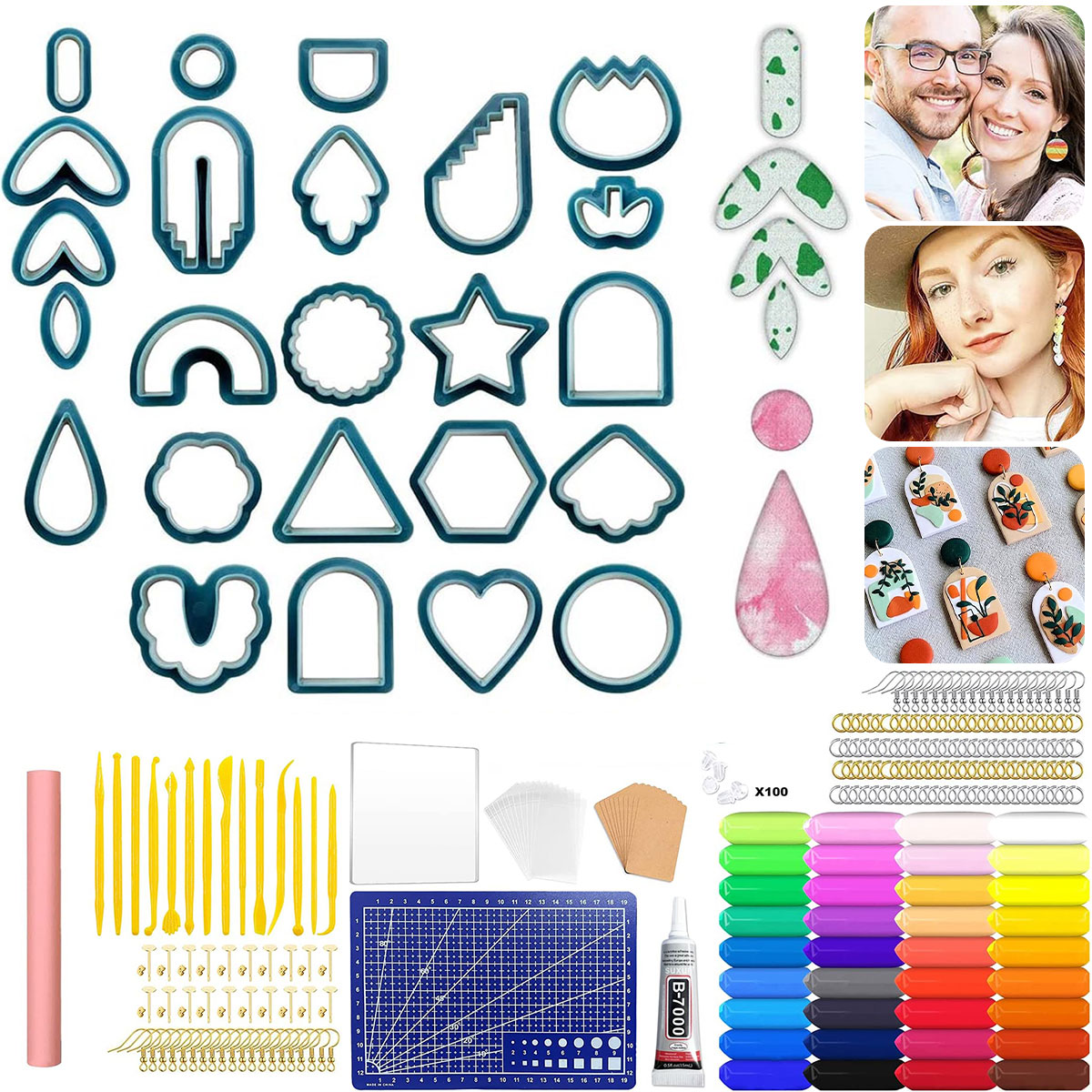 358pcs DIY Clay Earring Cutters Set for Earring Jewelry Making Different  Sizes and Irregular Shape Stainless Steel Polymer Clay Cutters Set with  Earring Accessories for Beginners 